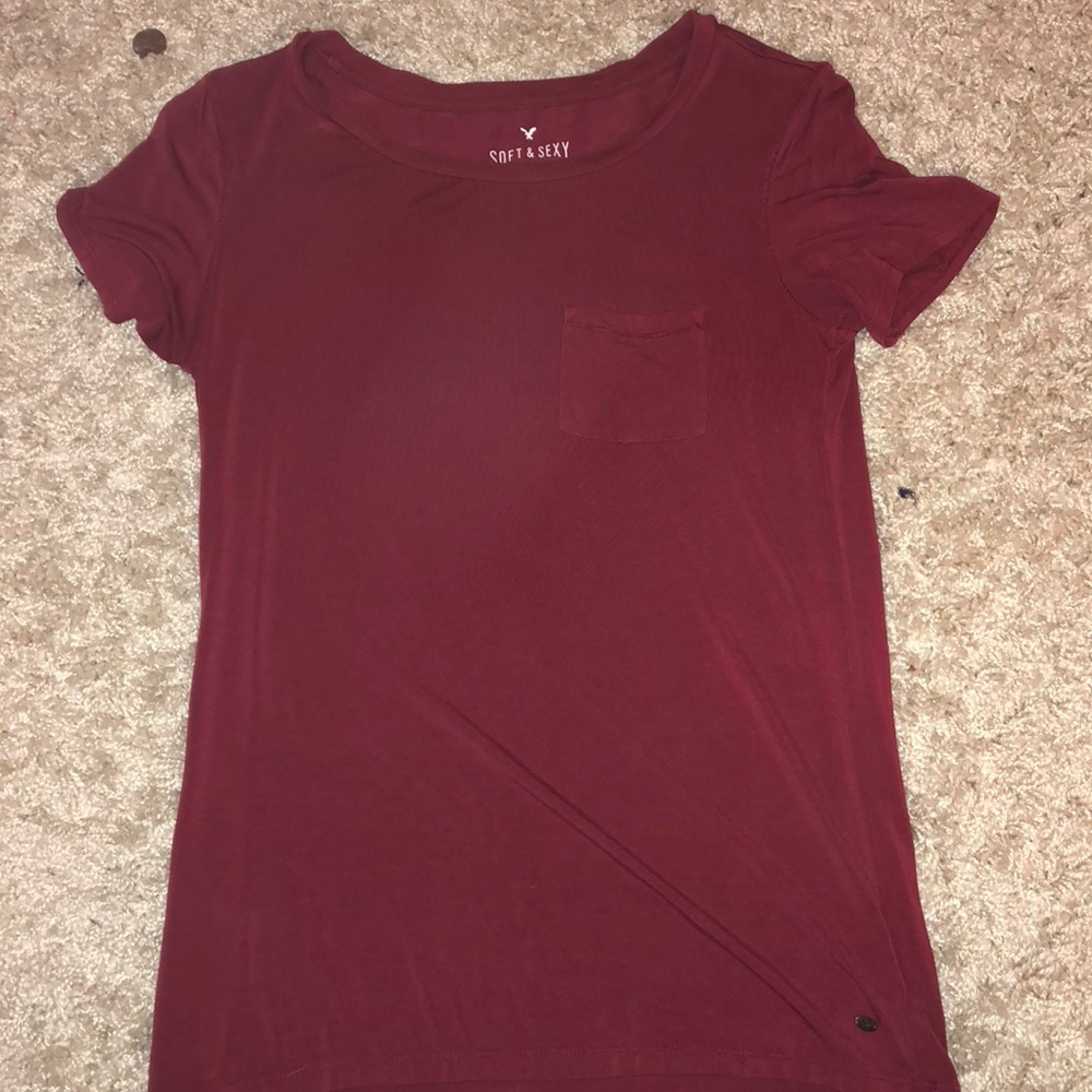 burgundy tee